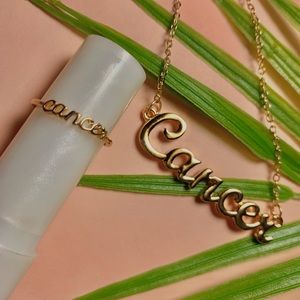 Cancer Zodiac sign necklace and ring set
